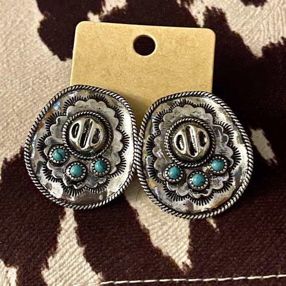 Jewelry - Silver and Turquoise Cowboy Hat Earrings